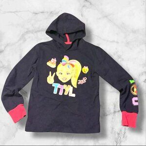 Jojo Siwa Nickelodeon Girls Hoodie S 6/6X Blue With Colorful Graphics & Pink Cuf